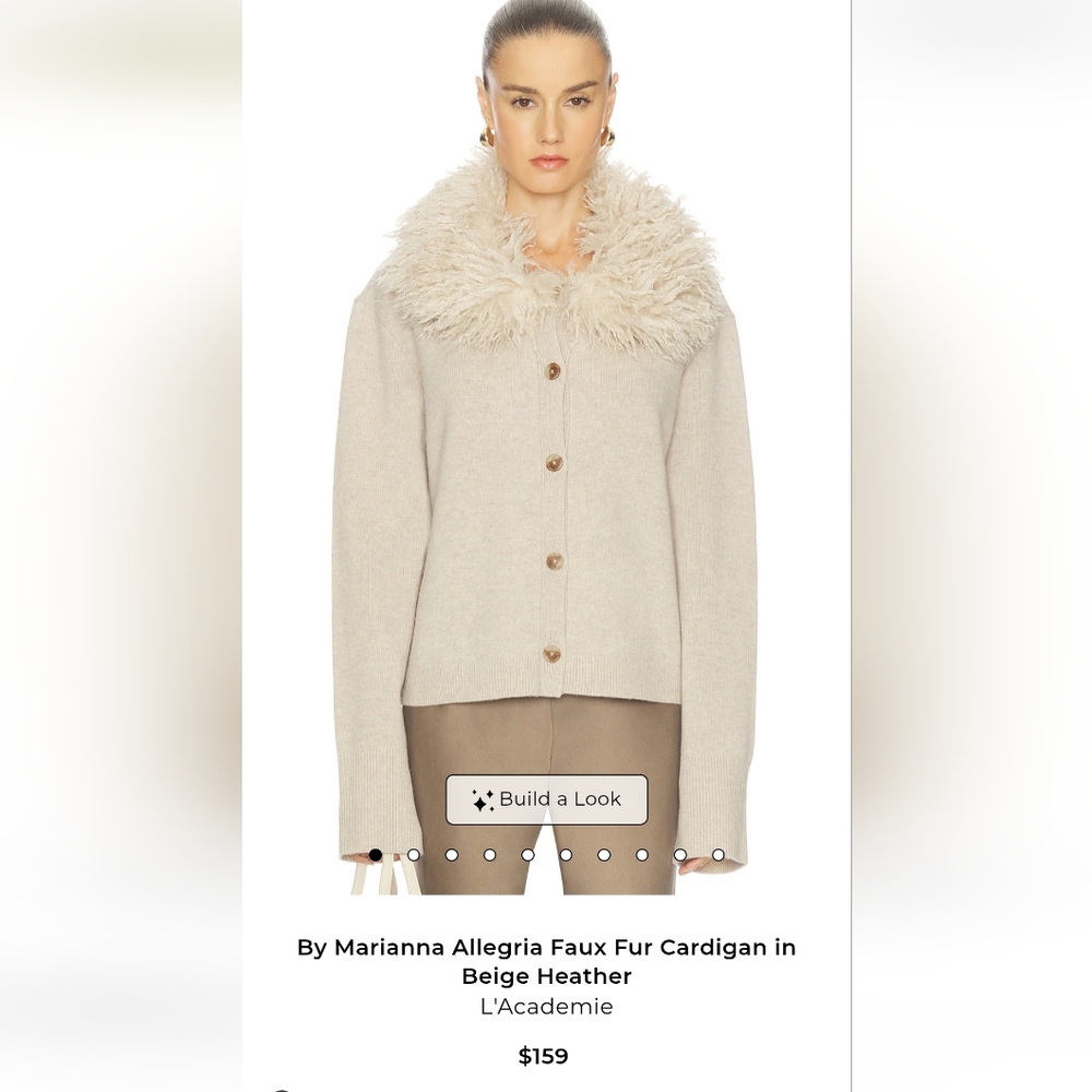 L'Academie Beige Heather Faux Fur Cardigan